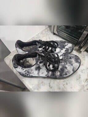 Nobull Womens 8 Shoes Black Gray Shadow Tie Dye Canvas Workout Trainer Sneakers